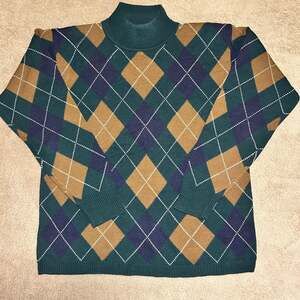 VTG Argyle Jones New York Lambs Wool Blend  Sweater 90’s